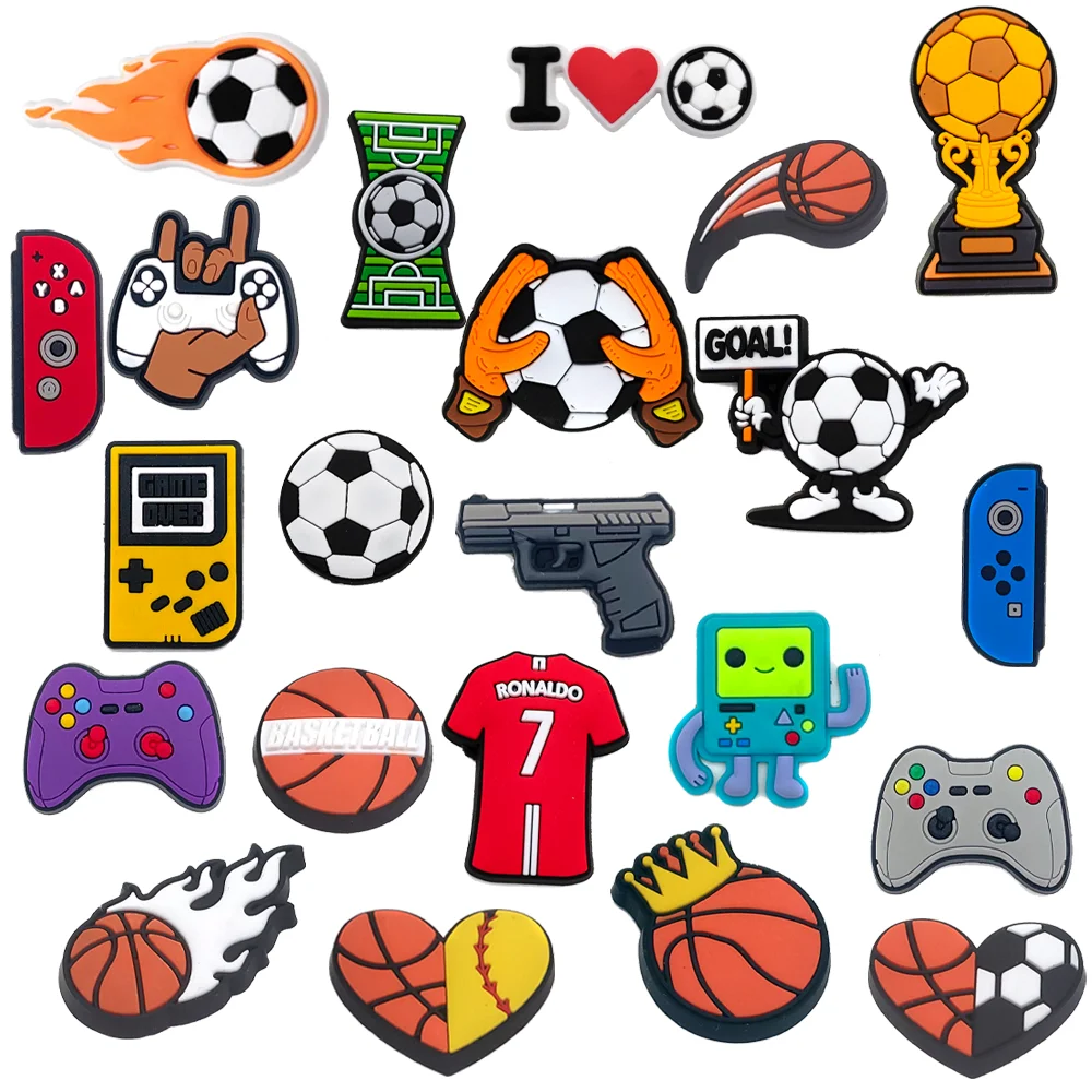 Top Trends: 1Pc GamePad Shoe Charms PVC Sports Basketball Soccer Shoe Charms Decoration Clog Sword Shoe Accessories Kids Boy Teen Favor Gift Shoppable Styles