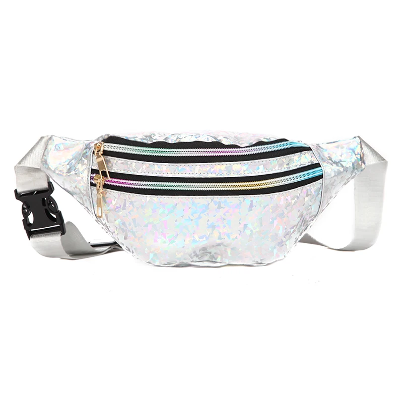 Top Trends: 1PC New Holographic Fanny Pack Hologram Waist Bag Laser PU Beach Travel Banana Hip Bum Zip Women Purse Belt Bags Girl Chest Bags Shoppable Styles