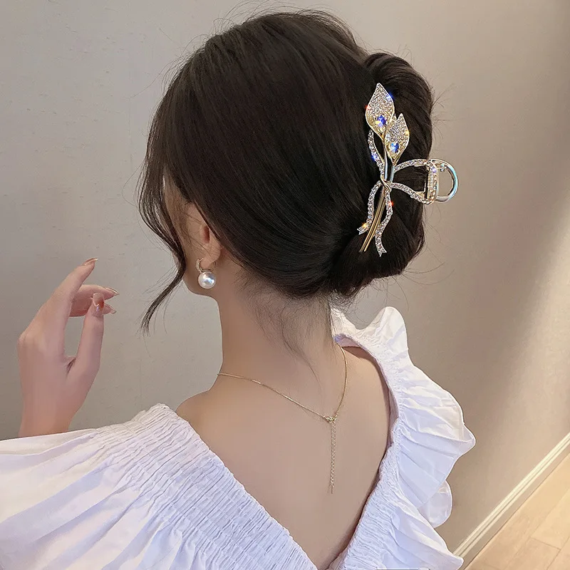 Top Trends: Fashion Rhinestone Metal Hair Claw Crab Clip For Women Girls Shiny Barrette Hairpin Ponytail Claw Clip Accessories Jewelry Gifts Shoppable Styles