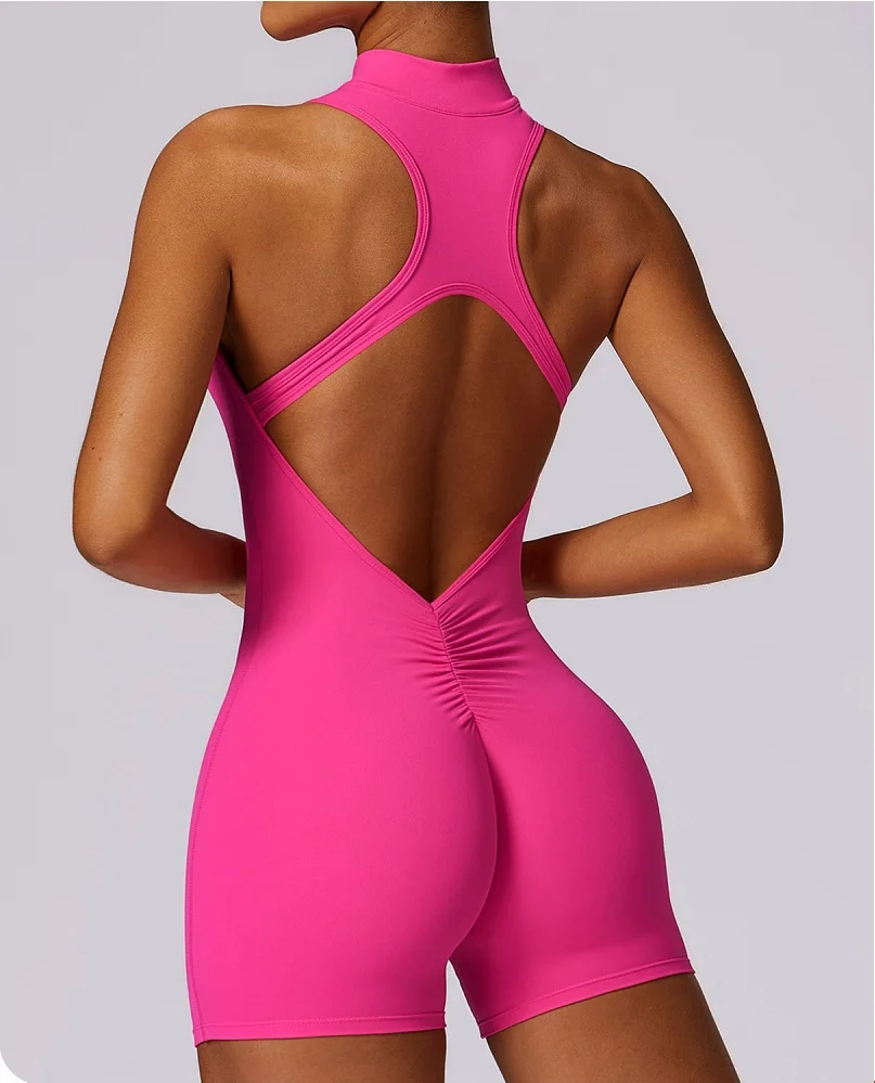 Top Trends: Women's 2023 New Spicy Girl Bodysuit Zipper Waist Stretch Sexy Hip Up Exercise Yoga Fitness Suit Shoppable Styles