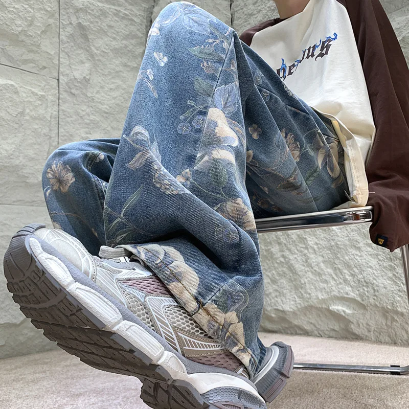 Top Trends: Baggy Jeans Men Oversized Fashion Casual Flower Jeans Men Streetwear Hip Hop Loose Wide Leg Pants Jeans Mens Denim Trousers Shoppable Styles