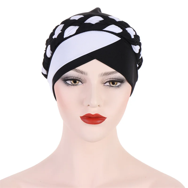 Top Trends: India Black White Braid Modal Jersey Turban Hats Beanie Bonnet Canner Islamic Headwear Cancer Chemo Caps Muslim Hair Loss Covers Shoppable Styles - Image 2