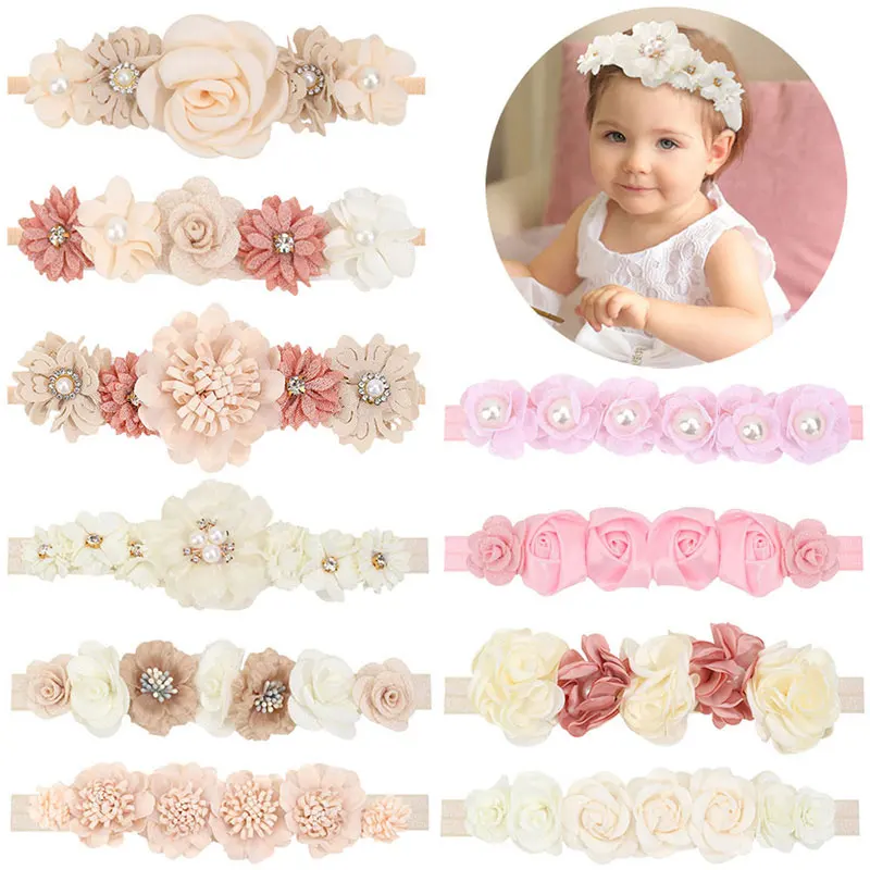 Top Trends: Cute Baby Girl Headband Elastic Flower Pearl Infants Hairband Nylon Hair Band Newborn Head Flower Toddler Headbands Headwear Shoppable Styles