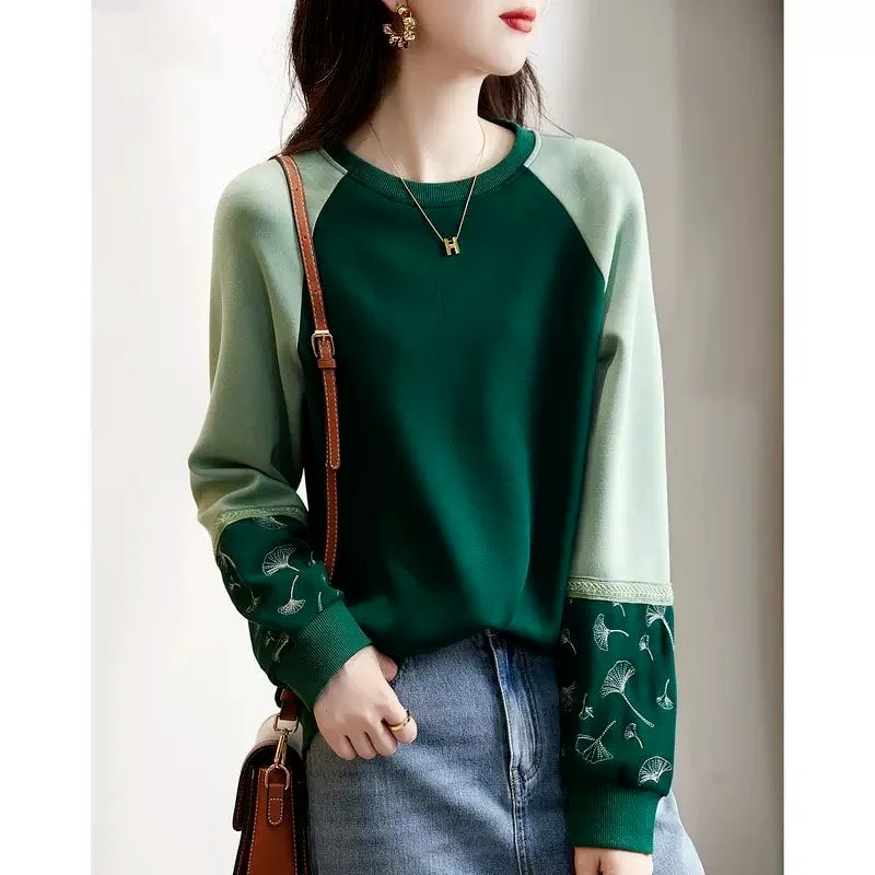 Top Trends: 2023 Autumn And Winter Women&#039;s Fashion Color Block Sweater Embroidered Round Neck Plush Long Sleeve Comfortable Versatile Top Shoppable Styles