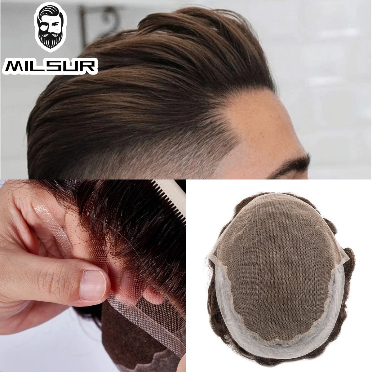 Top Trends: Q6 Toupee For Men Lace &amp; PU Base Human Hair System Unit Toupee Wig For Men Durable Male Hair Prosthesis Men&#039;s Wigs Shoppable Styles