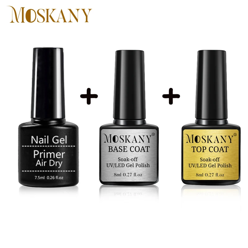 Top Trends: Moskany 7.5ML Fast Air Dry Primer For Nail Art Design With Top And Base Coat Tool Kit No Need Of UV / LED Lamp Gel Nail Polish Shoppable Styles