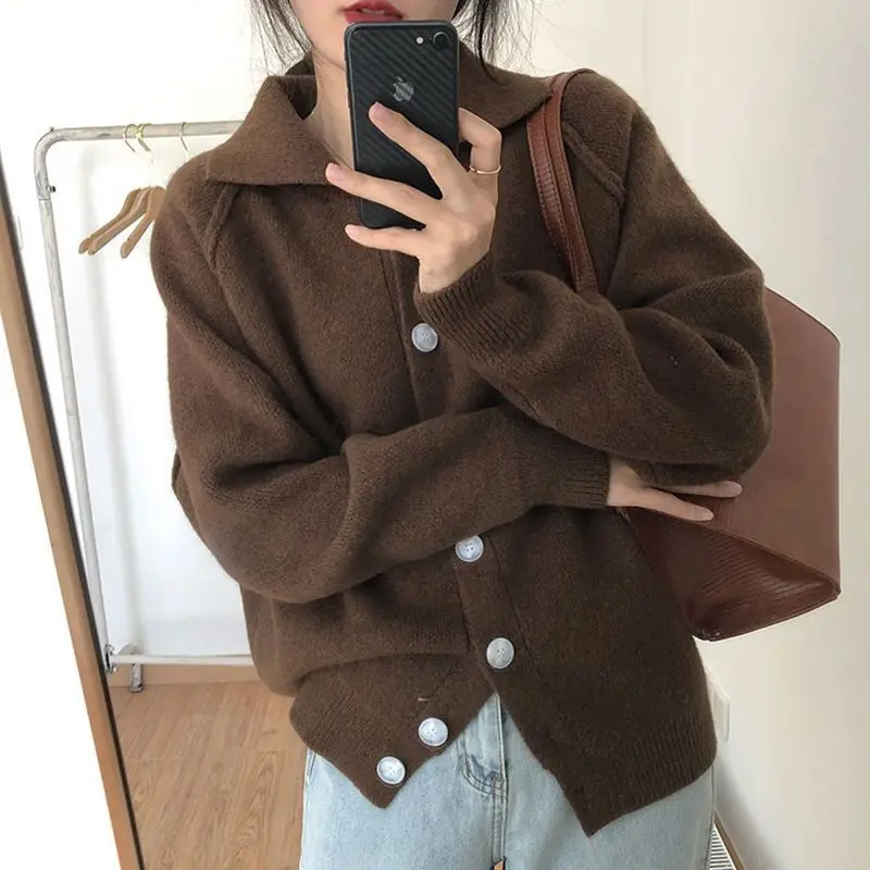 Top Trends: Winter Korean Style Simplicity Retro Knitted Women Sweater Fashionable Y2k Street Personality Loose And Warm Thickened Hoodie Shoppable Styles