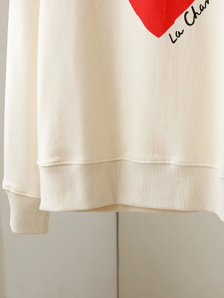 Letter Print Sweatshirt para Women, Vintage Casual