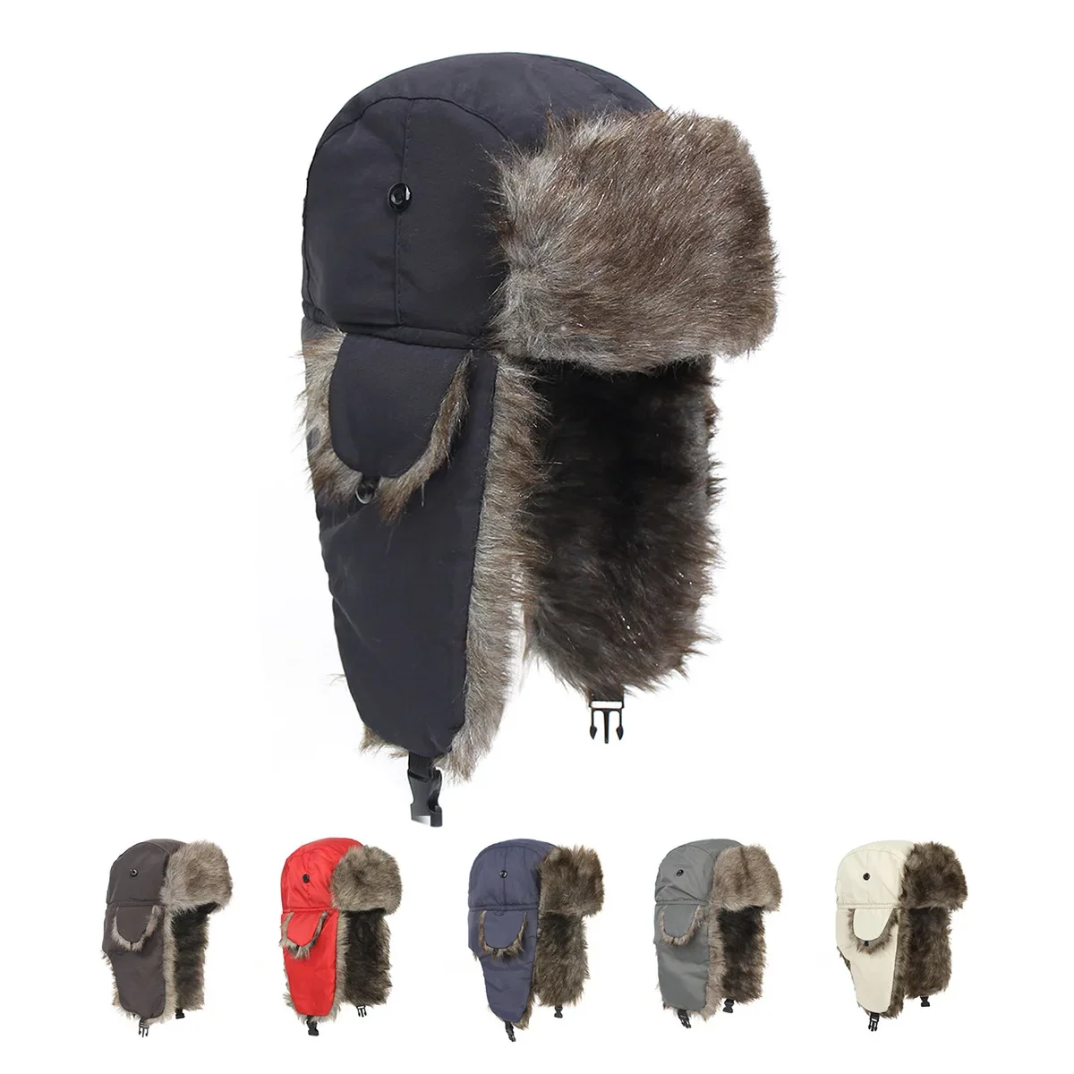 Top Trends: Men&#039;s Women&#039;s Winter Soviet Lei Feng Hats Outdoor Russian Ushanka Bomber Hat Thicken Windproof Fur Earflap Cap Shoppable Styles