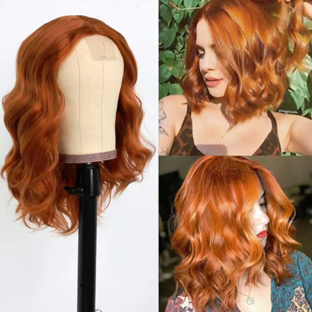 Top Trends: Short Bob Wig Synthetic Body Wave Short Bob Ginger Colored Wig Glueless Synthetic Curl Pre Plucked Heat Resistant Fiber Shoppable Styles