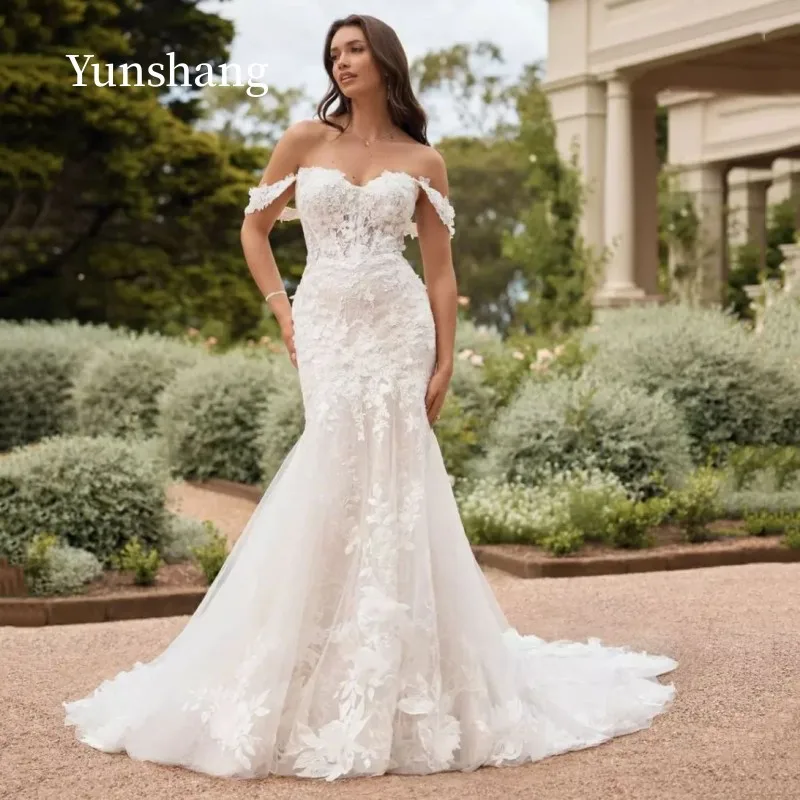 Top Trends: Yunshang Elegant Off The Shoulder Mermaid Wedding Dress 2024 Sweetheart Lace Open Back Bridal Gown Sweep Train Vestidos De Novia Shoppable Styles - Image 5