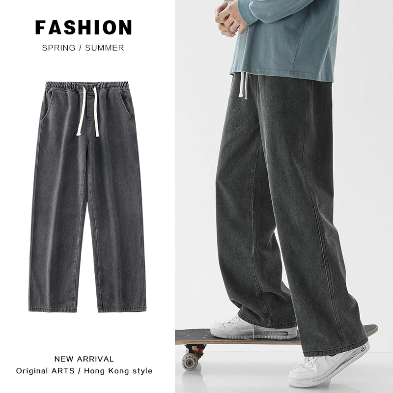 Top Trends: 2023 New Baggy Jeans Men's Streetwear Harajuku Fashion Casual Wide-leg Trousers Japanese Simple Male Jeans Denim Pants Shoppable Styles