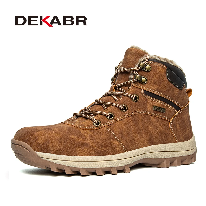 Top Trends: DEKABR Non-slip Winter Plush Warm Men Boots Waterproof Leather Men Snow Boots Working Men Ankle Boots High Top Men Shoes 39~48 Shoppable Styles