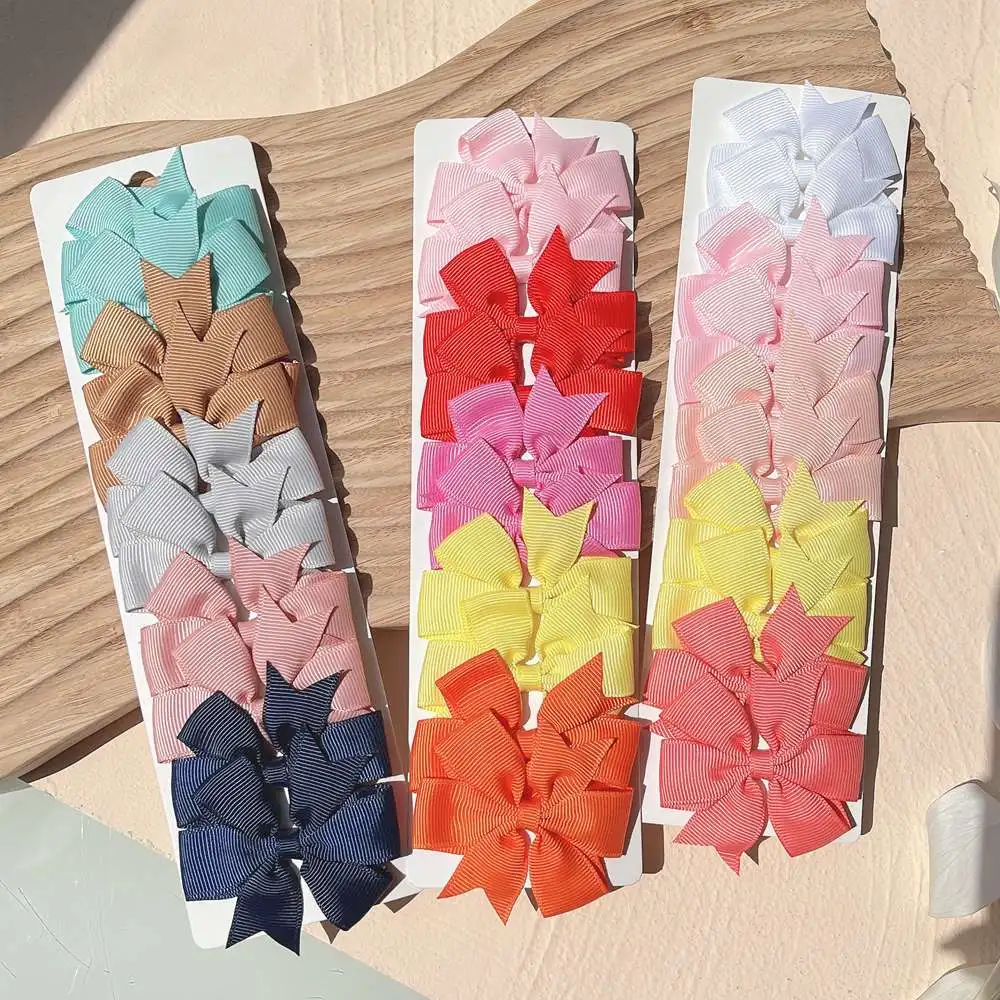 Top Trends: 10Pcs / set 2.4&#039;&#039; Colorful Grosgrain Ribbon Bows Hair Clip For Cute Girls Bowknot Hairpin Barrettes Headwear Kids Hair Accessories Shoppable Styles