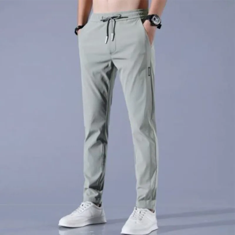 Top Trends: Fashion Men Slim Thin Straight Pants Spring Summer New Drawstring Elastic Waist Solid Male Business Sports Casual Trousers 2023 Shoppable Styles