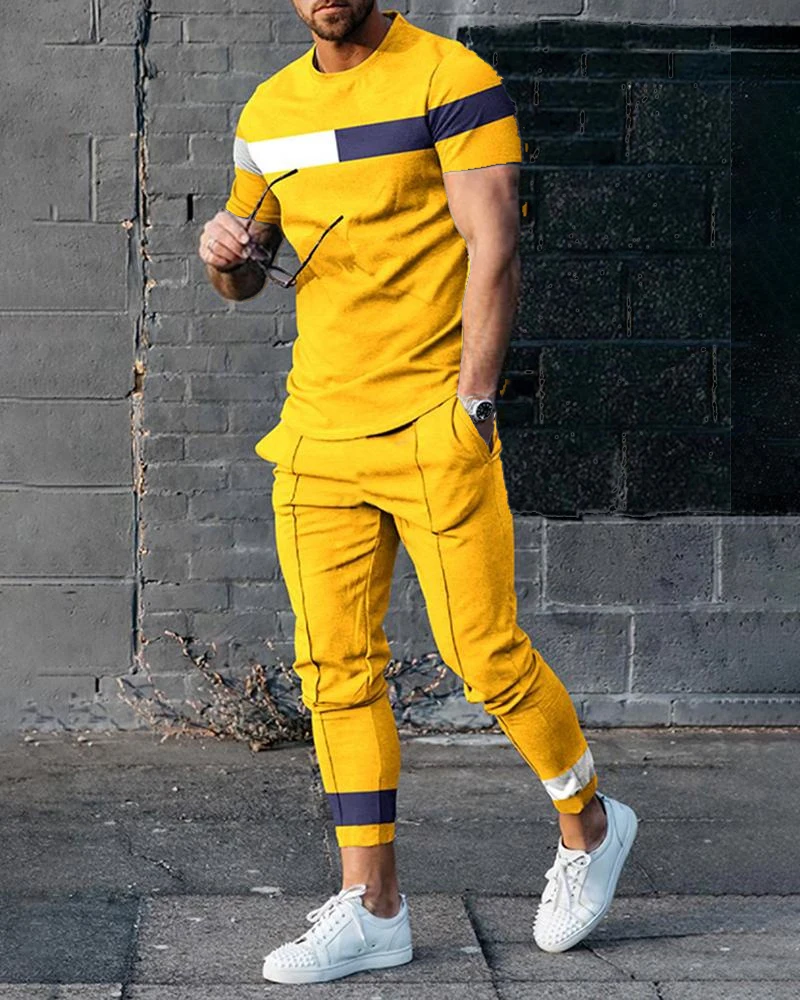 Top Trends: Summer Sportwear Suit Short Sleeve T Shirt Long Pants Men 2 Piece Sets Men Tracksuit 3D Printed Casual Trend Oversized Clothes Shoppable Styles