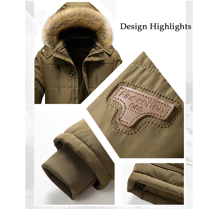 Top Trends: 7XL Oversized Men's Coat Hooded Thicked Cotton Jacket For Men Windproof Warm Plush Collar Men's Windbreaker Men's Parka Clothing Shoppable Styles - Image 6