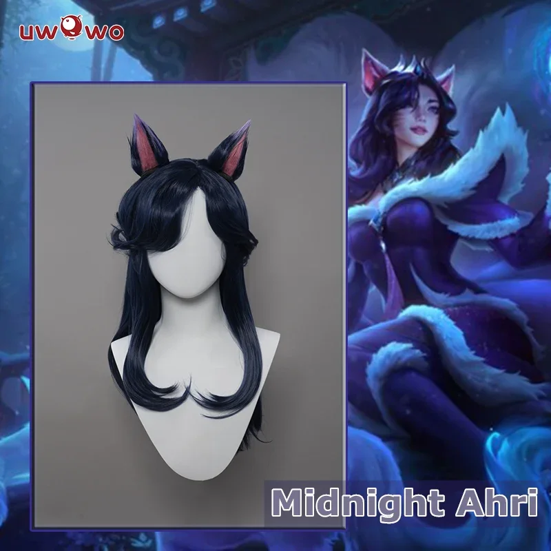 Top Trends: UWOWO Ahri Wig League Of Legends / LOL: Midnight Ahri Nine Tailed Foxx Fur Cosplay Wig Long Purple Hair With Ears Shoppable Styles