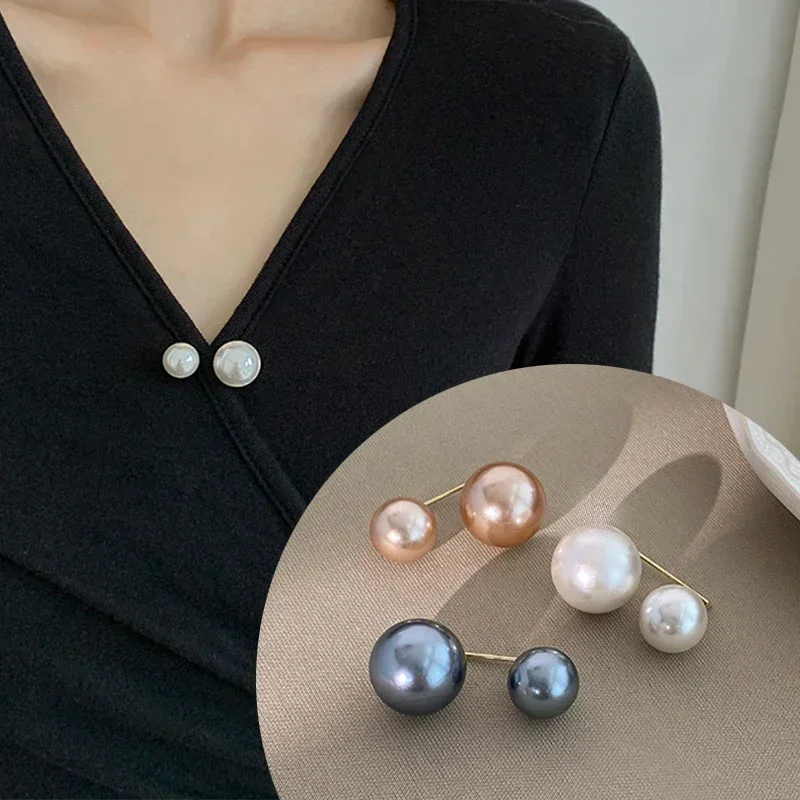 Top Trends: 3Pcs / Set Double Pearl Brooch Pins Anti-fade Exquisite Elegant Brooches For Women Sweater Cardigan Clip Coat Summer Dress Jewelry Shoppable Styles