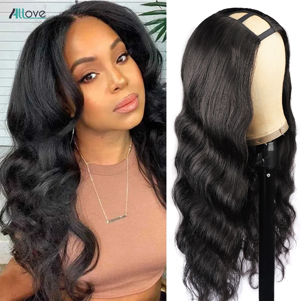 Top Trends: Allove U V Part Wig Human Hair 30 Inch Glueless Body Wave U Shape Wig Full Machine Made Wig Brazilian Human Hair Wigs For Women Shoppable Styles