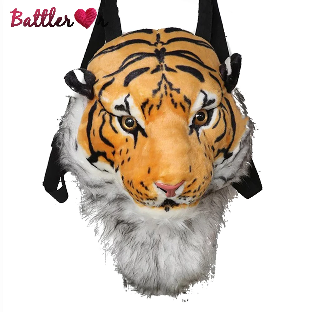 Top Trends: New Plush Backpack Real Life 3D Tiger Leopard Panda Head Backpacker School Animal Bags Stuffed Bag Toys Christmas Birthday Gifts Shoppable Styles