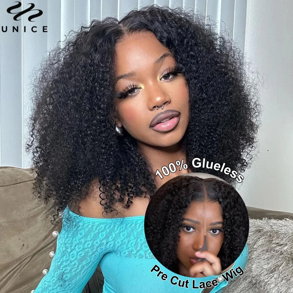 Top Trends: UNice Hair Kinky Curly Wig 7x5 Pre Cut Lace Wear Go Glueless Wig Pre Plucked 13x4 Human Hair Lace Frontal Wig Bleached Lace Wig Shoppable Styles