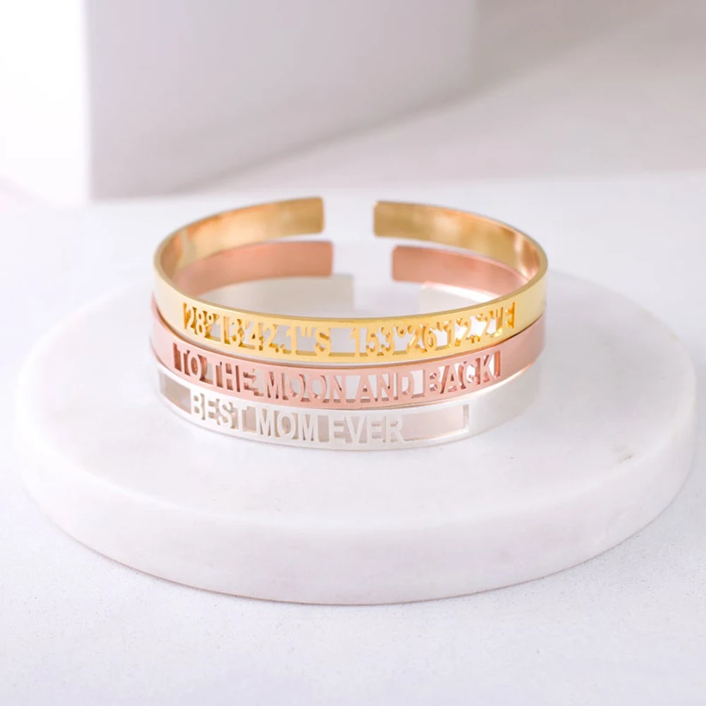 Top Trends: Personalized Custom Name Letter Bracelet Hollow Stainless Steel Bangles For Women Jewelry Men Couple Birthday Gift Pulsera Mujer Shoppable Styles