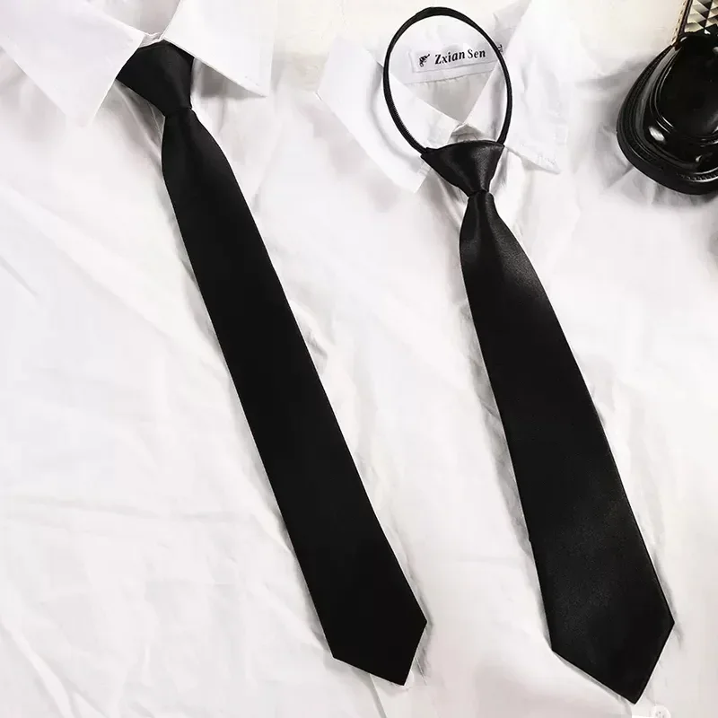 Top Trends: 2 / 1pcs Black Unisex Zipper Ties Retro Silky Narrow Neck Tie Slim Smooth Women Bow Tie Korean Simple Elegant All-match Trendy Tie Shoppable Styles - Image 4