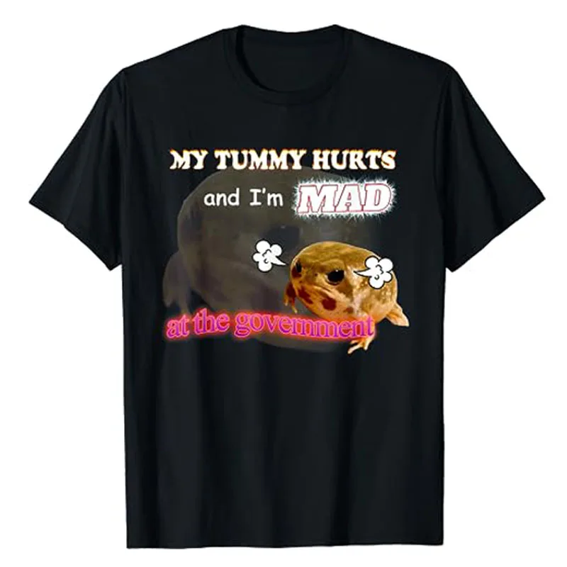 Top Trends: My Tummy Hurts And I&#039;m MAD At The Government Meme T-Shirt Humor Funny Grumpy Frog IBS, Gastroesophageal Reflux Graphic Tee Tops Shoppable Styles