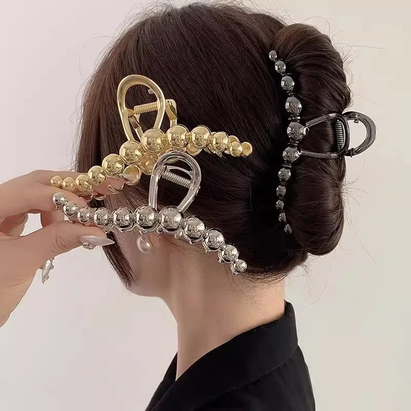 Top Trends: Fashion Exquisite Steel Ball Design Metal Hair Claws Women Ponytail Claw Clip Hair Clips Hairpins Girls Hair Accessories Gifts Shoppable Styles