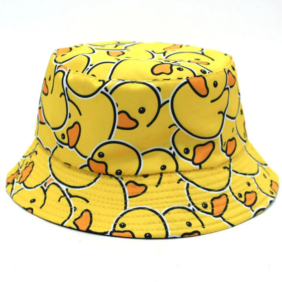 Top Trends: Summer Sun Hat Reversible Yellow Duck Bucket Hat For Men Women Cotton Bob Panama Girls Beach Travel Outdoor Fisherman Hat Shoppable Styles