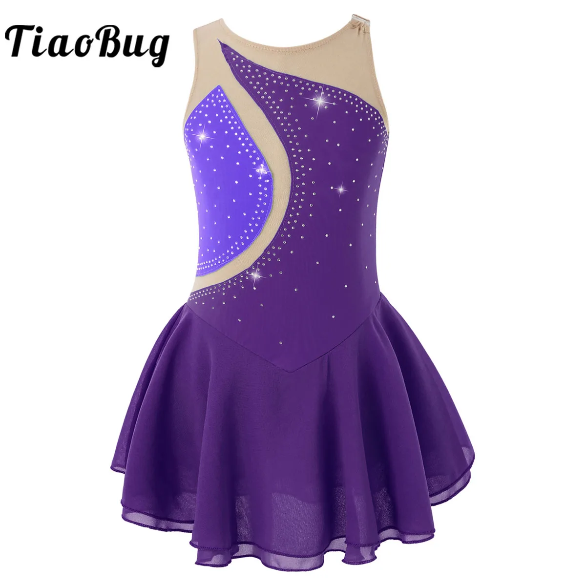 Top Trends: Kids Girls Mesh Splice Rhinestone Figure Ice Skating Dress Ballet Dance Stage Performance Dance Costumes Shoppable Styles