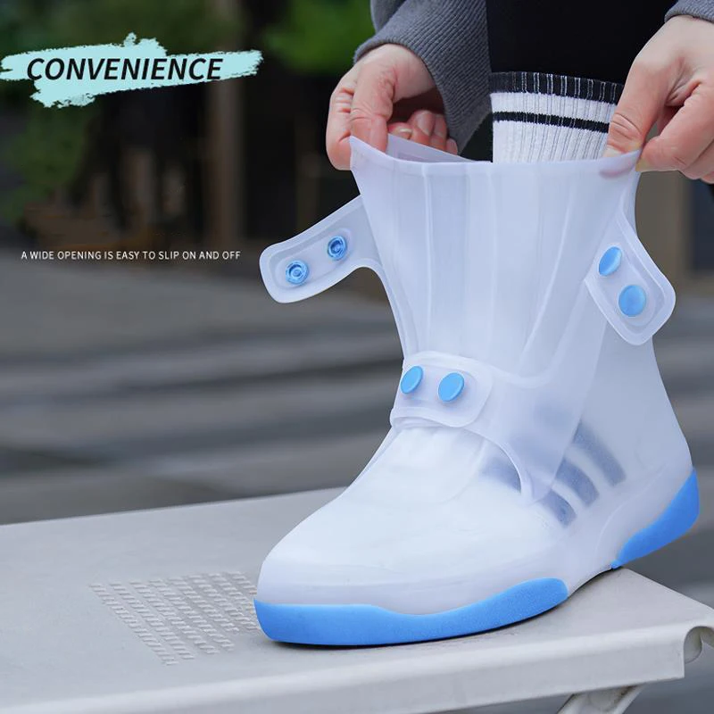 Top Trends: Shoe Waterproof Cover Men Women Rain Shoes New Blue Overshoes Washable Portable Big Open TPE Shoe Cover Button Durable Galoshes Shoppable Styles