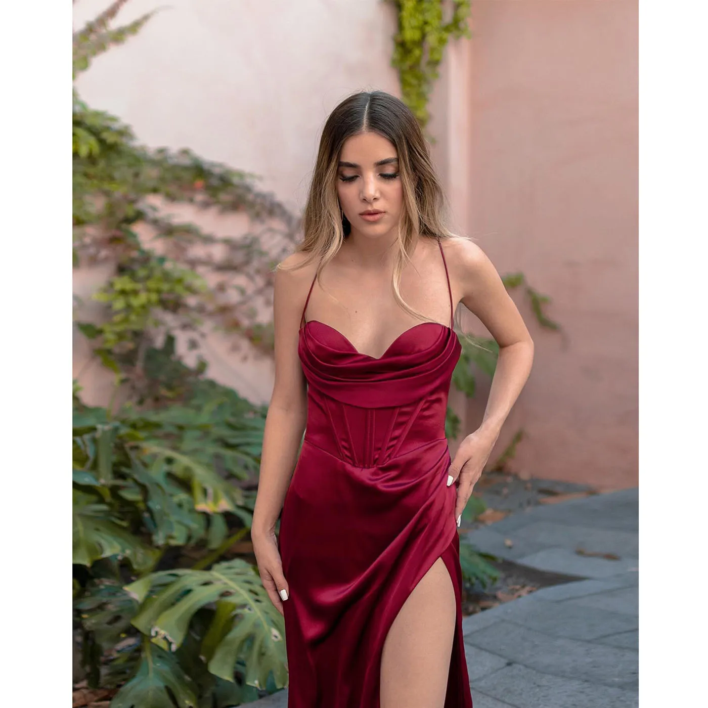 Top Trends: New Summer Prom Dress Women'S Sling Sleeveless Solid Color Dress One Word Neck Slim Fit Open Back Slit Red Sexy Dress Shoppable Styles - Image 3