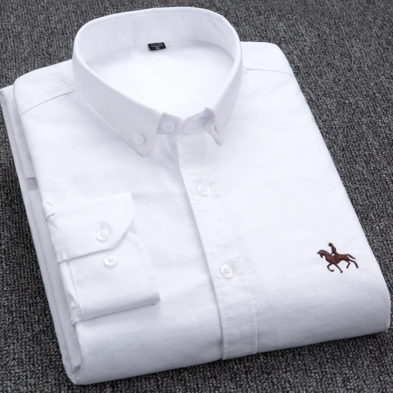 Top Trends: Large Size Full Men&#039;s Shirts 100% Pure Cotton Oxford Business Casual Shirt Soft Slim Fit Formal Plain Shirt Long Sleeve Clothes Shoppable Styles