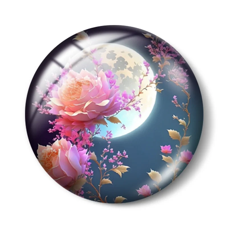 Top Trends: Beautiful FlowerS Night Images12mm / 16mm / 18mm / 25mm 10pcs Round Photo Glass Cabochon Demo Flat Back Making Findings Shoppable Styles - Image 4