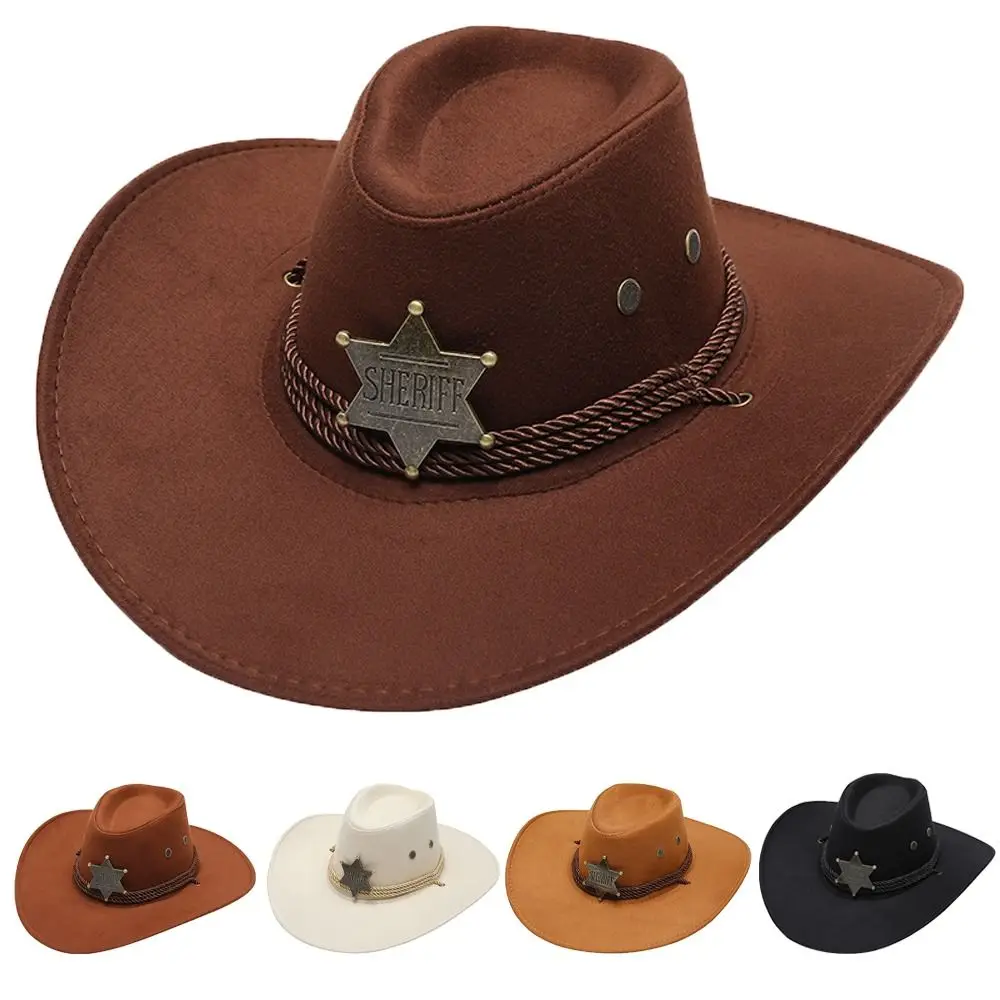 Top Trends: Western Cowboy Hat Big-edge Gentleman Cowgirl Jazz Gifts West Woolen Cloth Hat For Men Women Color Mongolian Caps Shoppable Styles