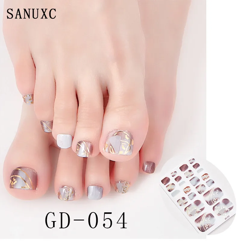 Top Trends: SANUXC 22 Tips Toe Nail Stickers High Quality Nail Polish Stickers For Feet Self Adhesive Nail Art Decorations For Manicure Shoppable Styles