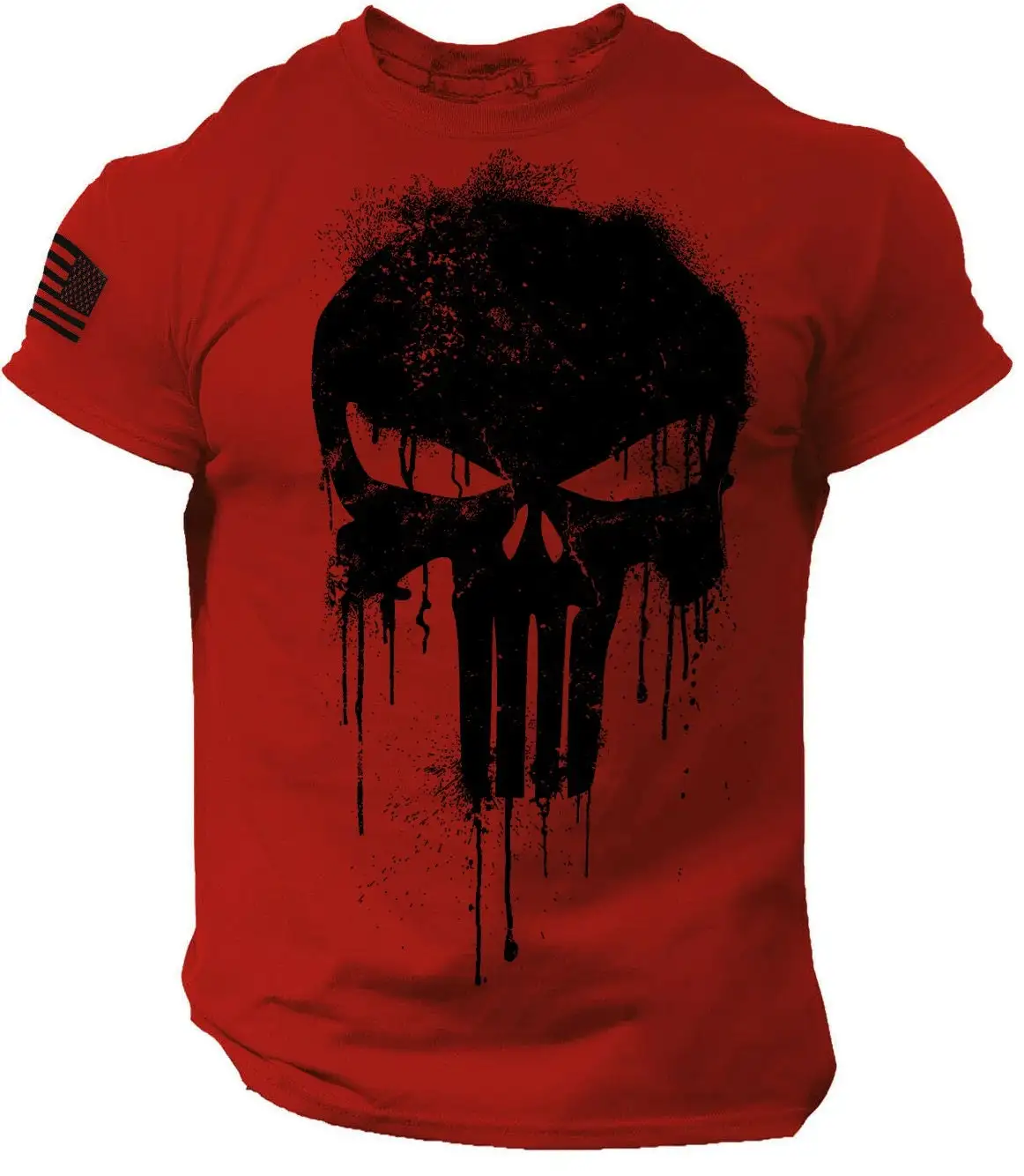 Top Trends: Men's T Shirt 3D Print Military Patriotic Skull Dropped T Shirt Oversized Short-Sleeved Sportswear Men Clothing Tops Tees Shoppable Styles - Image 3