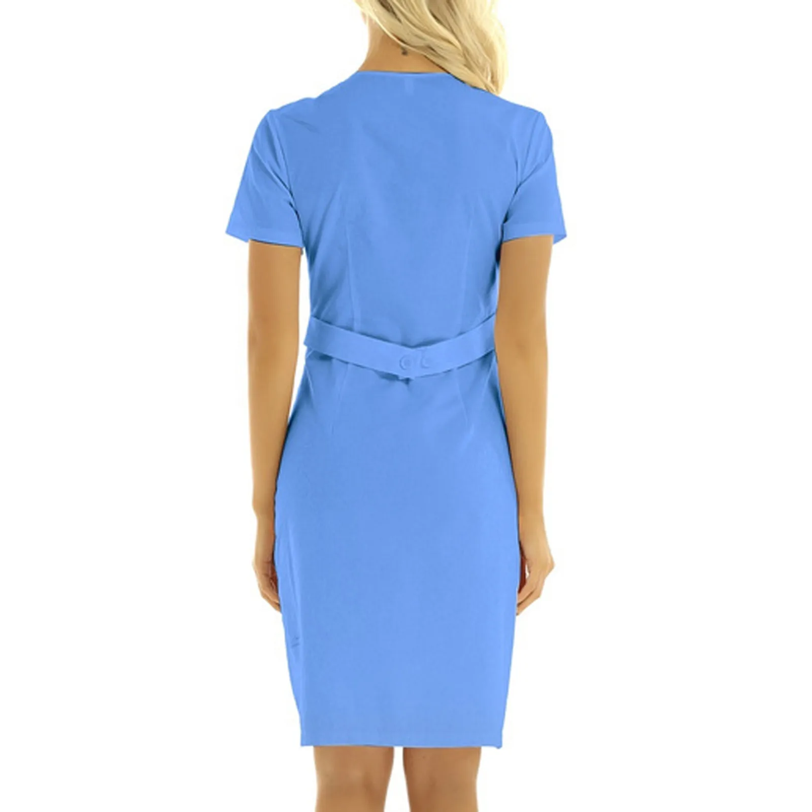 Top Trends: Nurse Working Uniforms Dress Solid Short Sleeve Salon Beautician Workwear Ladies Spa Dresses Medical Nursing Uniforms Female Shoppable Styles - Image 3