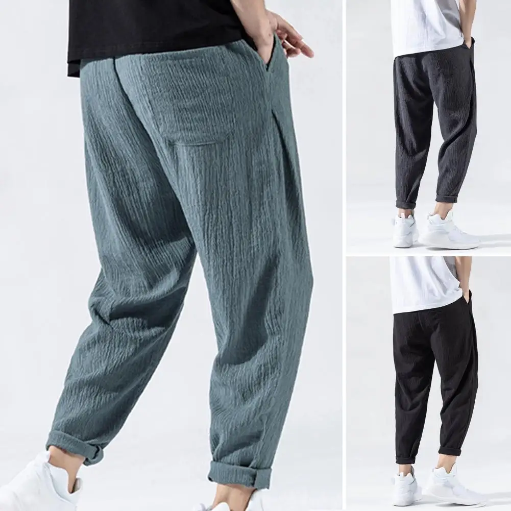 Top Trends: Japanese Loose Men&#039;s Cotton Linen Pants Male Summer New Breathable Solid Color Linen Trousers Fitness Streetwear Plus Size M-3XL Shoppable Styles