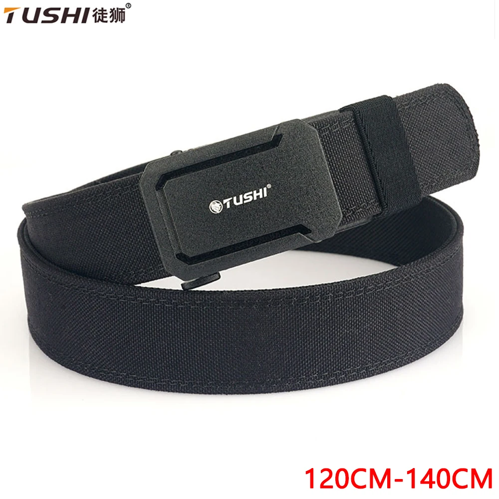 Top Trends: TUSHI 140CM Military Belt For Men Sturdy Nylon Metal Automatic Buckle Police Duty Belt Tactical Outdoor Girdle IPSC Accessories Shoppable Styles