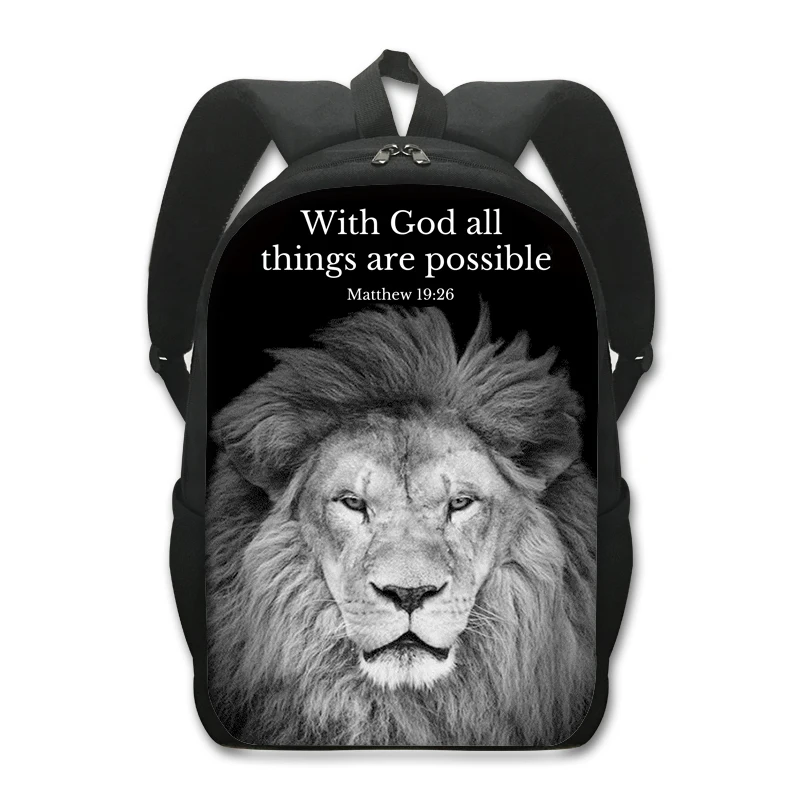 Top Trends: With God All Things Are Possible Lion Backpack Bible Verse Rucksack For Travel Laptop Backpack Children School Bags Kids Bookbag Shoppable Styles