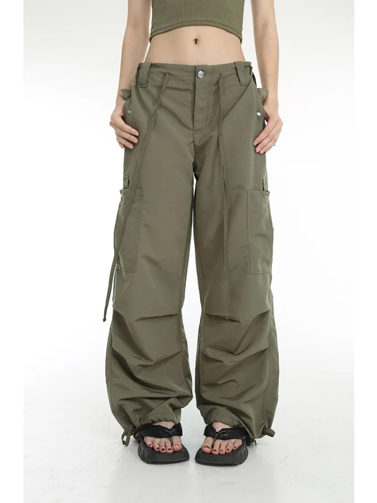 Top Trends: HOUZHOU Vintage Retro Y2K Cargo Pants Women High Street Edgy Style Drawstring Wide Leg Parachute Trousers Female 90s Aesthetic Shoppable Styles