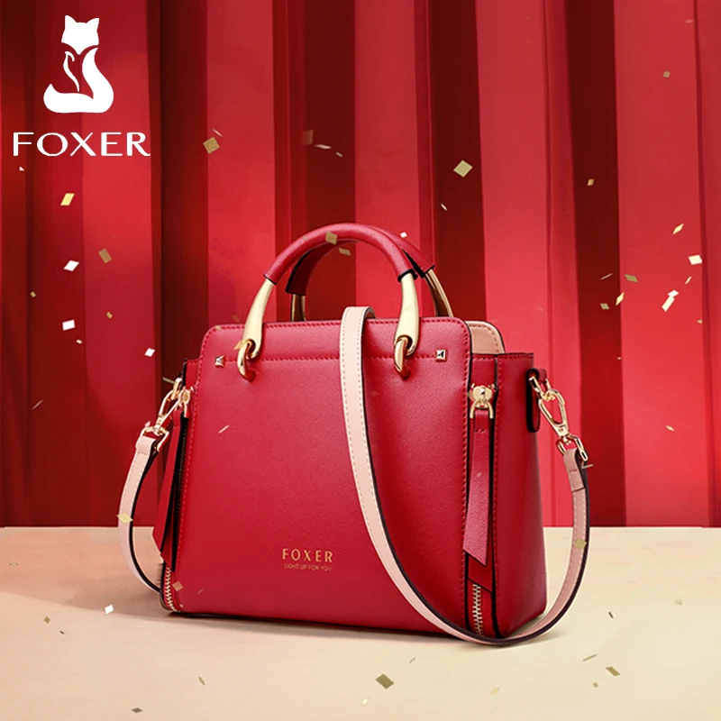 Top Trends: FOXER Elegant Dating Handbags Women's Cowhide Leather Fashion Shoulder Crossbody Bag Lady Stylish Classical Design Commute Totes Shoppable Styles