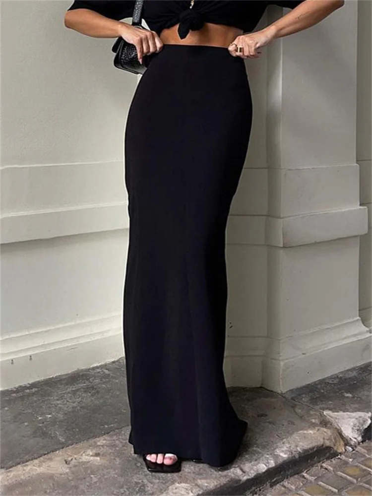 Top Trends: Tossy Fashion For Women Black Long Skirts High Waist Slim Seamless Elegant Ladies Gown Casual Summer 2023 New Female Maxi Skirts Shoppable Styles