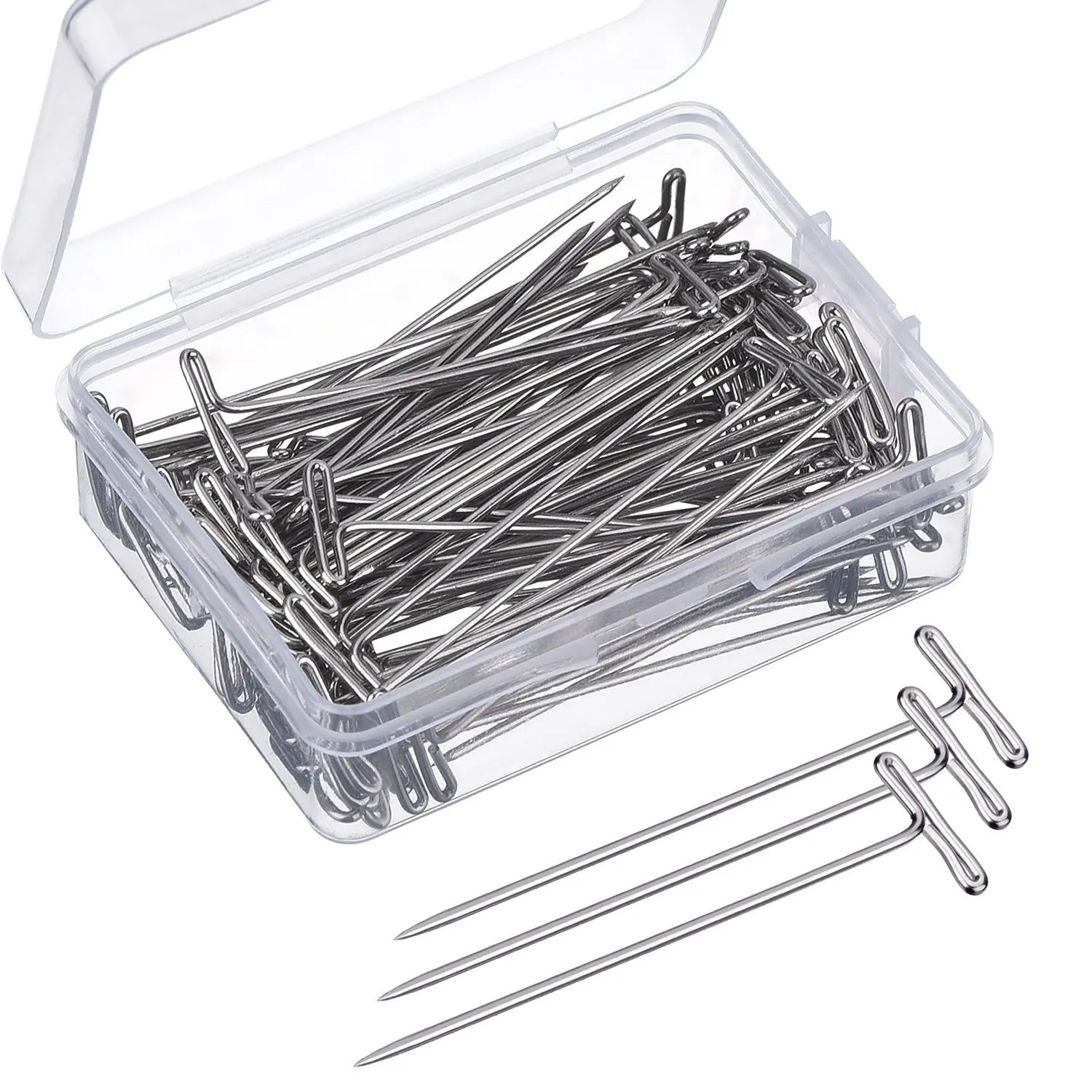 Top Trends: 200Pcs / 50Pcs / 100Pcs T Pin Needles Wig Making T Pins For Blocking Knitting Assorted Sizes T-Pins Stainless Steel 53MM / 45MM / 27MM Shoppable Styles