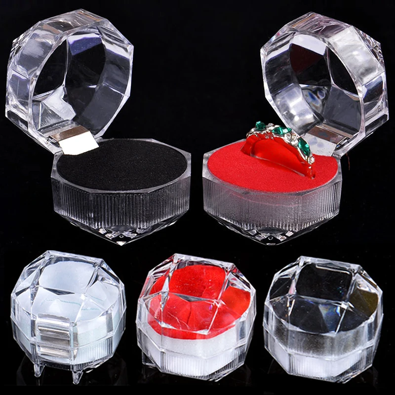 Top Trends: New Acrylic Transparent Square Ring Boxes Wedding Party Birthday Jewelry Storage Box Ring Earring Holder Jewelry Packaging Cases Shoppable Styles