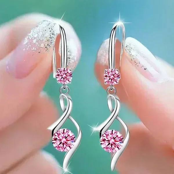 Top Trends: Pink Blue White Zircon Love Heart Female Drop Earrings For Women Dainty Jewelry Trend Silver Color Crystal Stone Wedding Earring Shoppable Styles