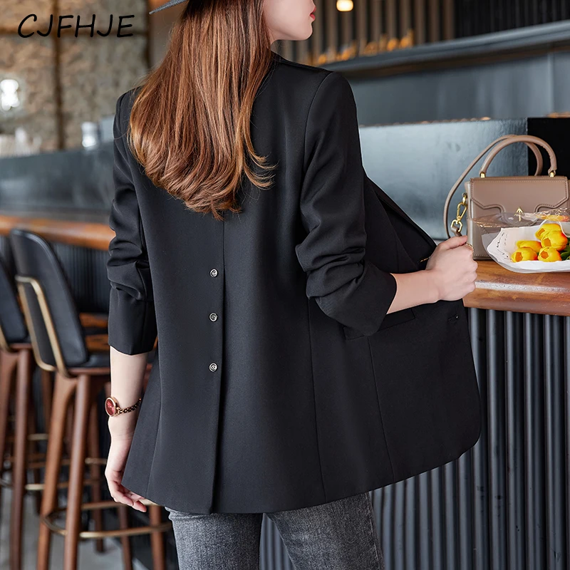 Top Trends: CJFHJE Minimalist Women&#039;s Casual Suit Jacket Spring Korean Fashion Single Breasted Straight Tube Solid Color Women Small Suit Shoppable Styles